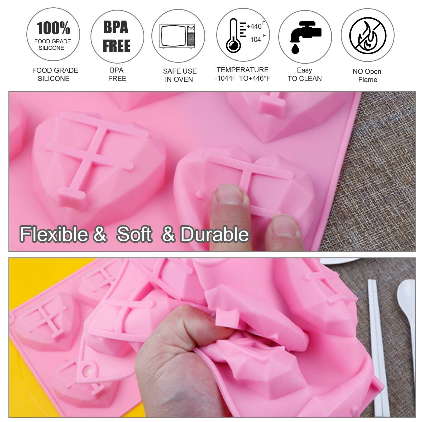 Kitchen Utensils: 2PCS DIY 3D Fondant Mold Silicone Heart Shape Candy Cake Chocolate Mould Sugar Craft