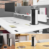 Office Supplies: Pop Up Power Point 3 Socket Plug + 2 USB Table Home Kitchen Desk Outlet