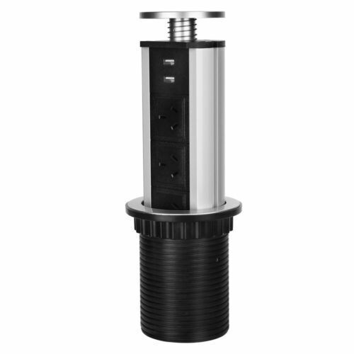 Office Supplies: Pop Up Power Point 3 Socket Plug + 2 USB Table Home Kitchen Desk Outlet