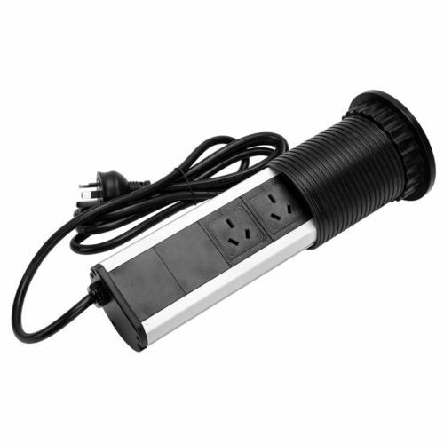 Office Supplies: Pop Up Power Point 3 Socket Plug + 2 USB Table Home Kitchen Desk Outlet