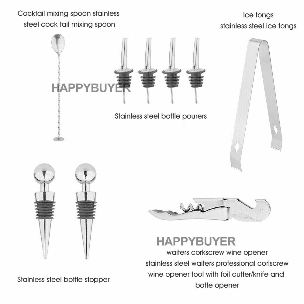 Wine & Champagne Hampers: 20Pcs Cocktail Shaker Set 750ml Martini Strainer Bartender Kit Bar Spirits Maker