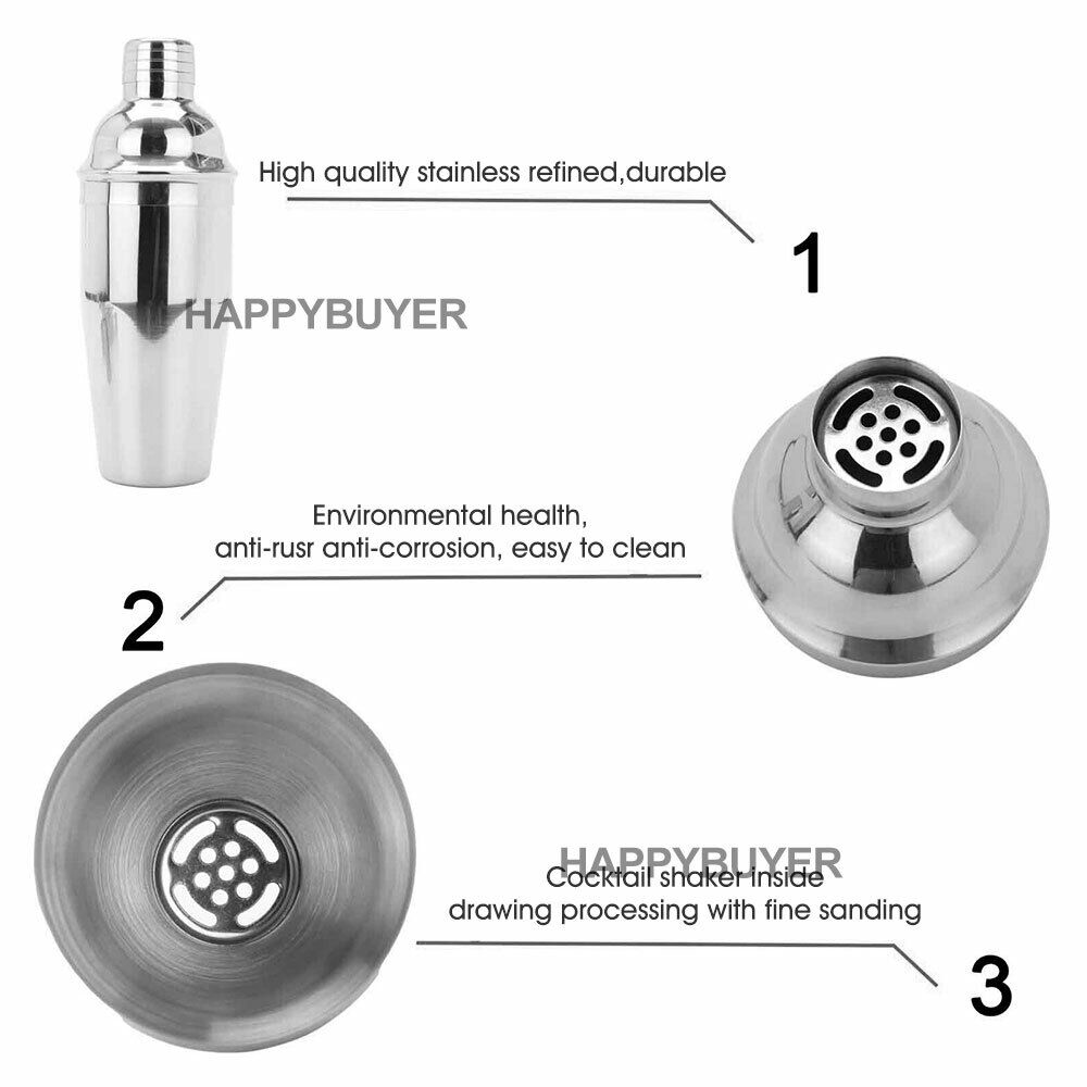 Wine & Champagne Hampers: 20Pcs Cocktail Shaker Set 750ml Martini Strainer Bartender Kit Bar Spirits Maker