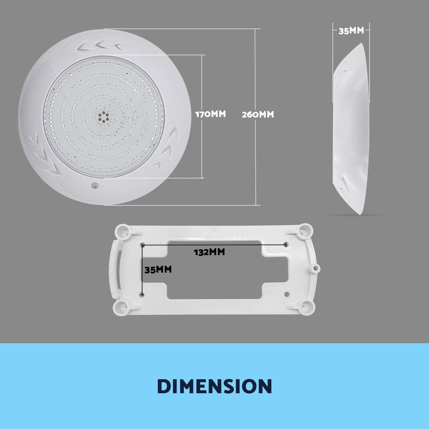 Resin Filled Swimming Pool LED Light 12V 55W RGB Remote Control Memory Function