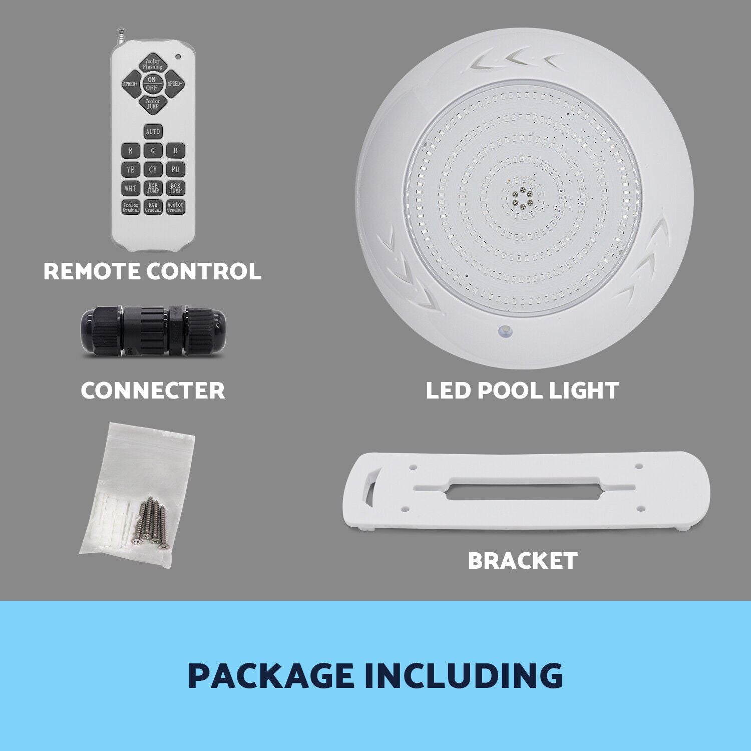 Resin Filled Swimming Pool LED Light 12V 55W RGB Remote Control Memory Function