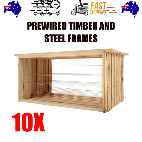 Beekeeping: 10x Wire Beehive Frame Assembled Wood Steel Unwaxed Deep Hive Frames Beekeeping