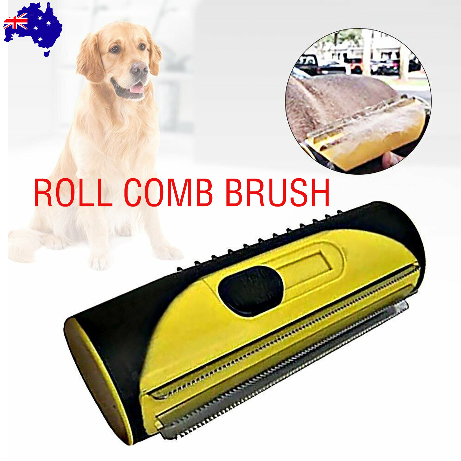 Pet Cleaning Supplies: Pet Dog Cat Hair Fur Deshedding Shedding Trimmer Grooming Roll Comb Brush yellow
