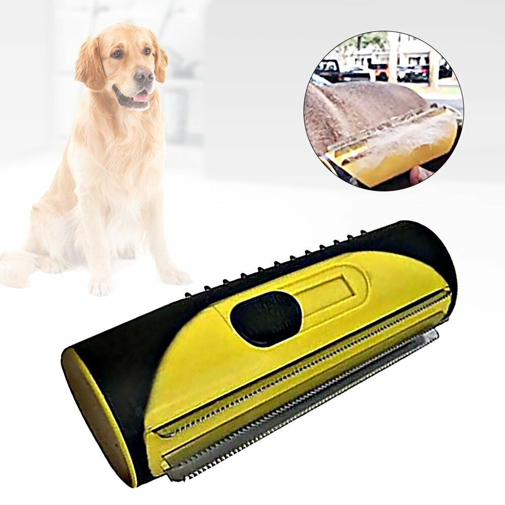 Pet Cleaning Supplies: Pet Dog Cat Hair Fur Deshedding Shedding Trimmer Grooming Roll Comb Brush yellow