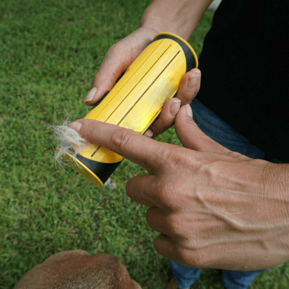 Pet Cleaning Supplies: Pet Dog Cat Hair Fur Deshedding Shedding Trimmer Grooming Roll Comb Brush yellow