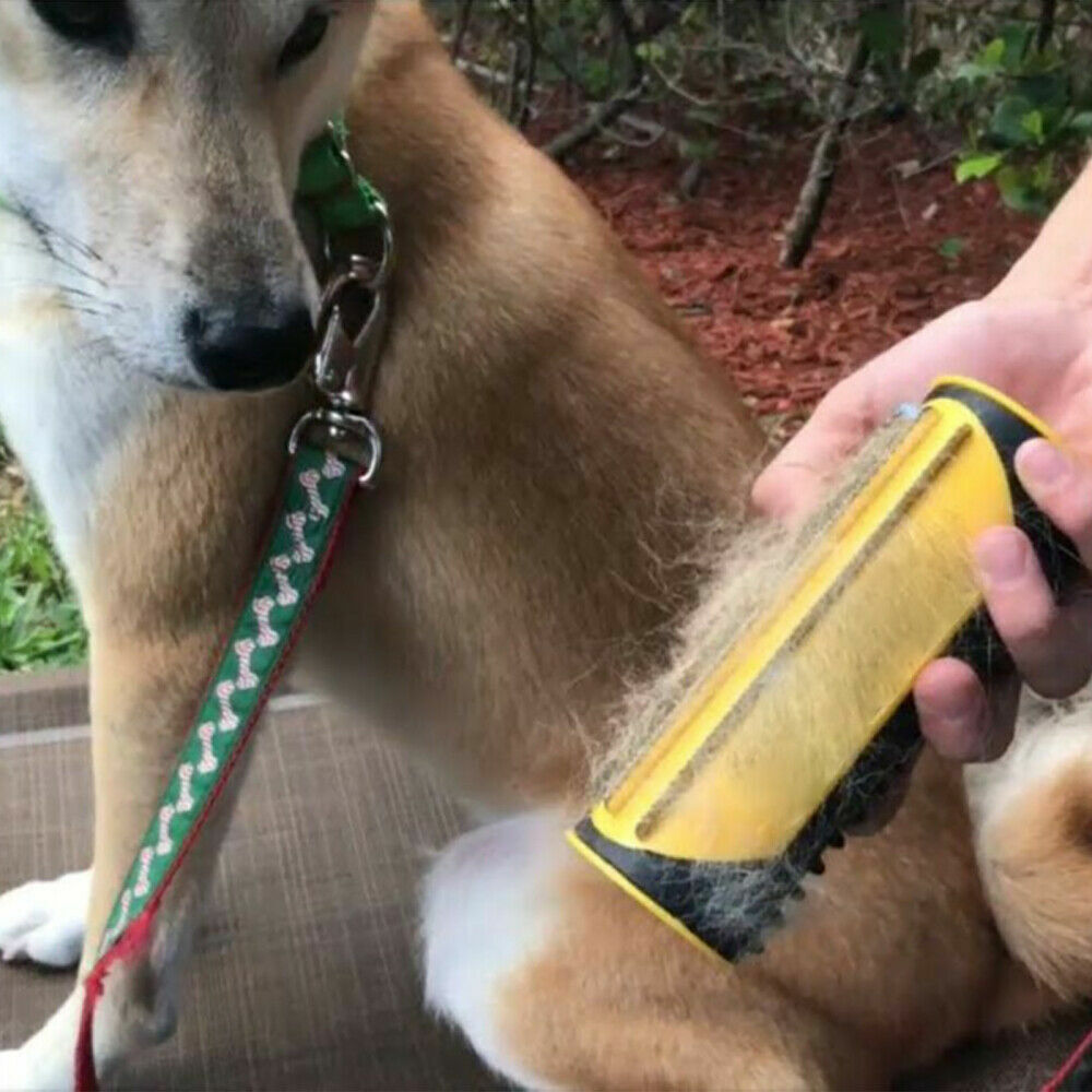 Pet Cleaning Supplies: Pet Dog Cat Hair Fur Deshedding Shedding Trimmer Grooming Roll Comb Brush yellow