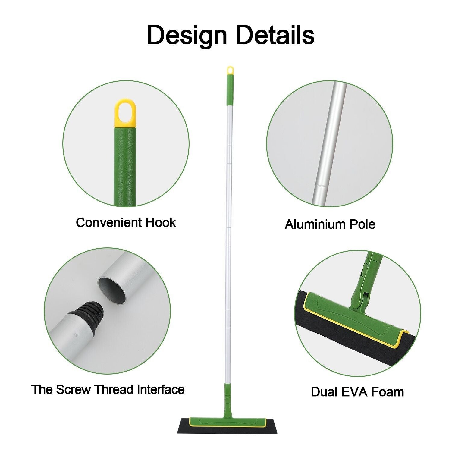 Laundry Cleaning Supplies: Green Floor Squeegee WiperBroom Floor Tile Cleaning Household Extendable Handle