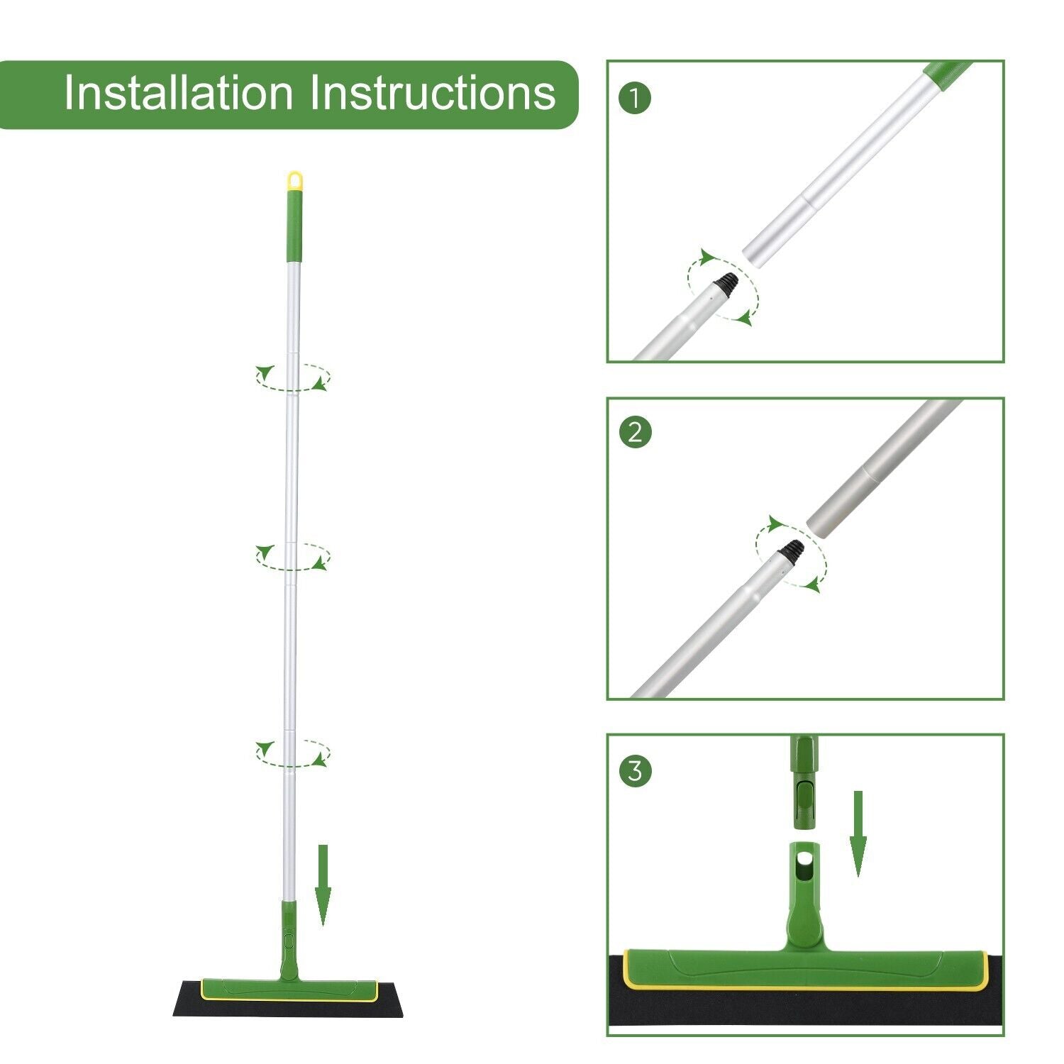 Laundry Cleaning Supplies: Green Floor Squeegee WiperBroom Floor Tile Cleaning Household Extendable Handle