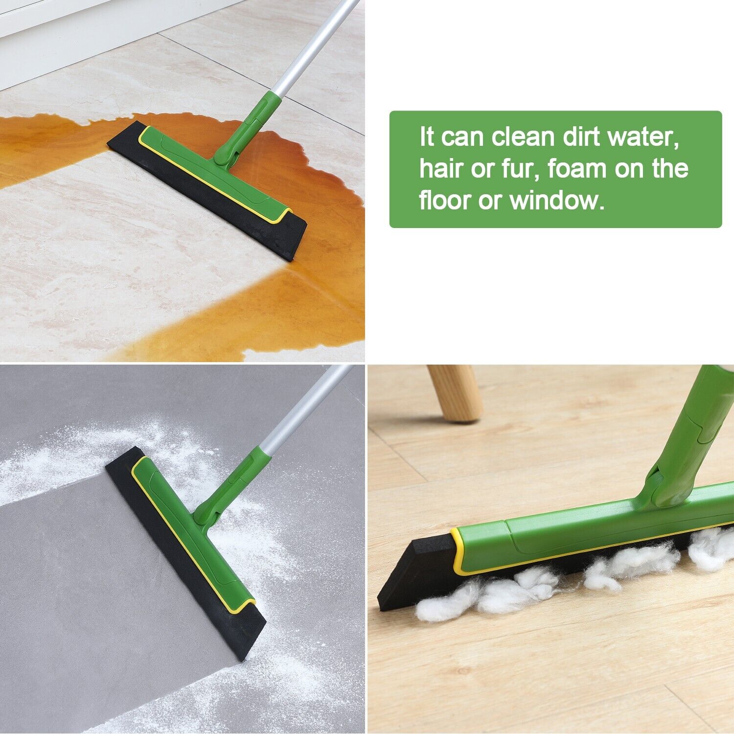 Laundry Cleaning Supplies: Green Floor Squeegee WiperBroom Floor Tile Cleaning Household Extendable Handle