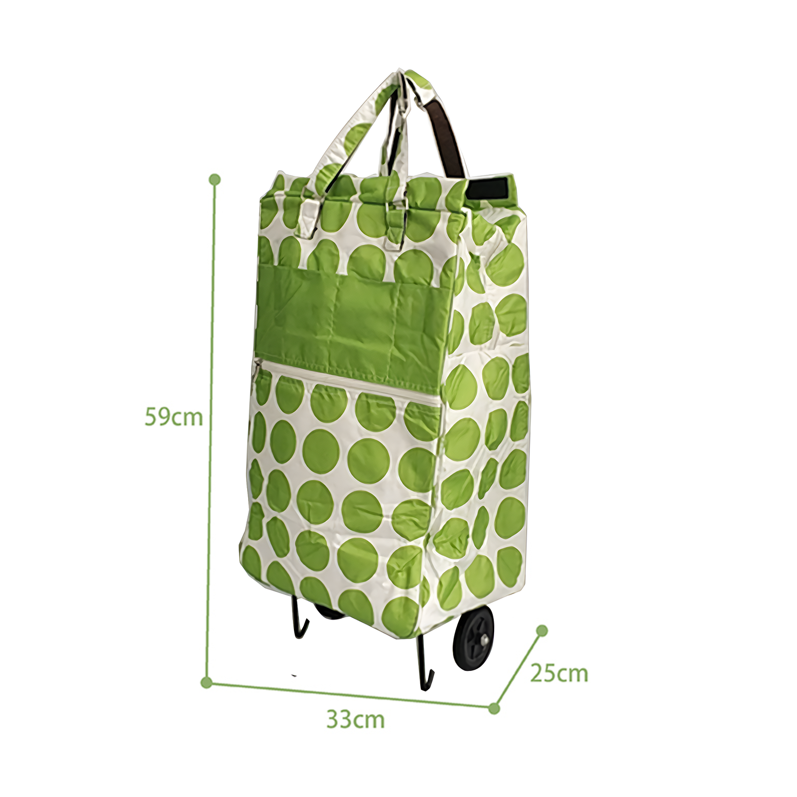 Packing Organisers: Shopping Trolley Cart Bag Foldable Wheels Carts Bags Market Luggage Basket green circle