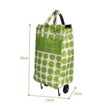 Packing Organisers: Shopping Trolley Cart Bag Foldable Wheels Carts Bags Market Luggage Basket green circle