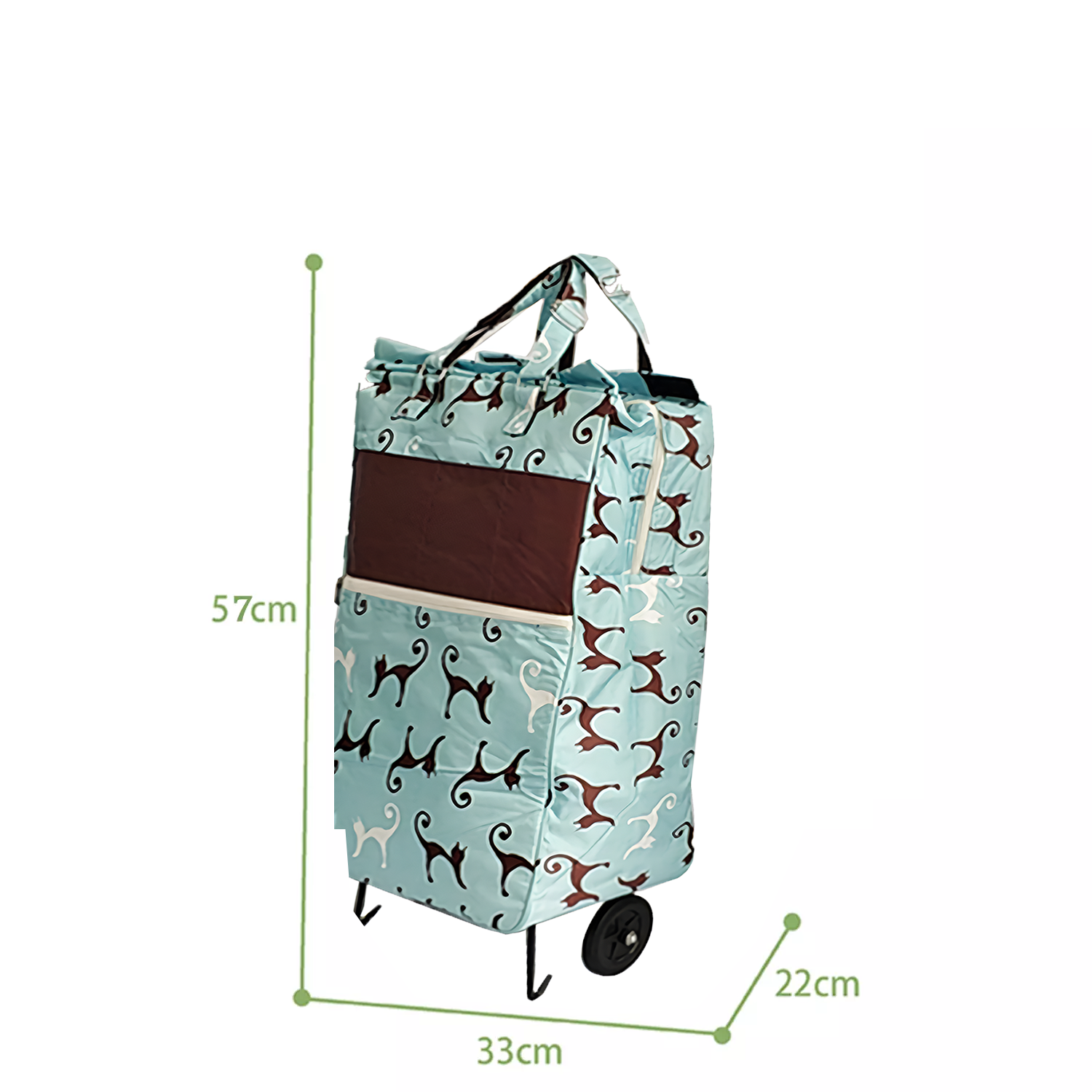 Packing Organisers: Shopping Trolley Cart Bag Foldable Wheels Carts Bags Market Luggage Basket sky blue cat