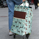 Packing Organisers: Shopping Trolley Cart Bag Foldable Wheels Carts Bags Market Luggage Basket sky blue cat