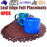 Outdoor Rugs: 4Pc Leaf Edge Felt Placemats Heat Insulation Coffee Cup Mat Table Decor At First