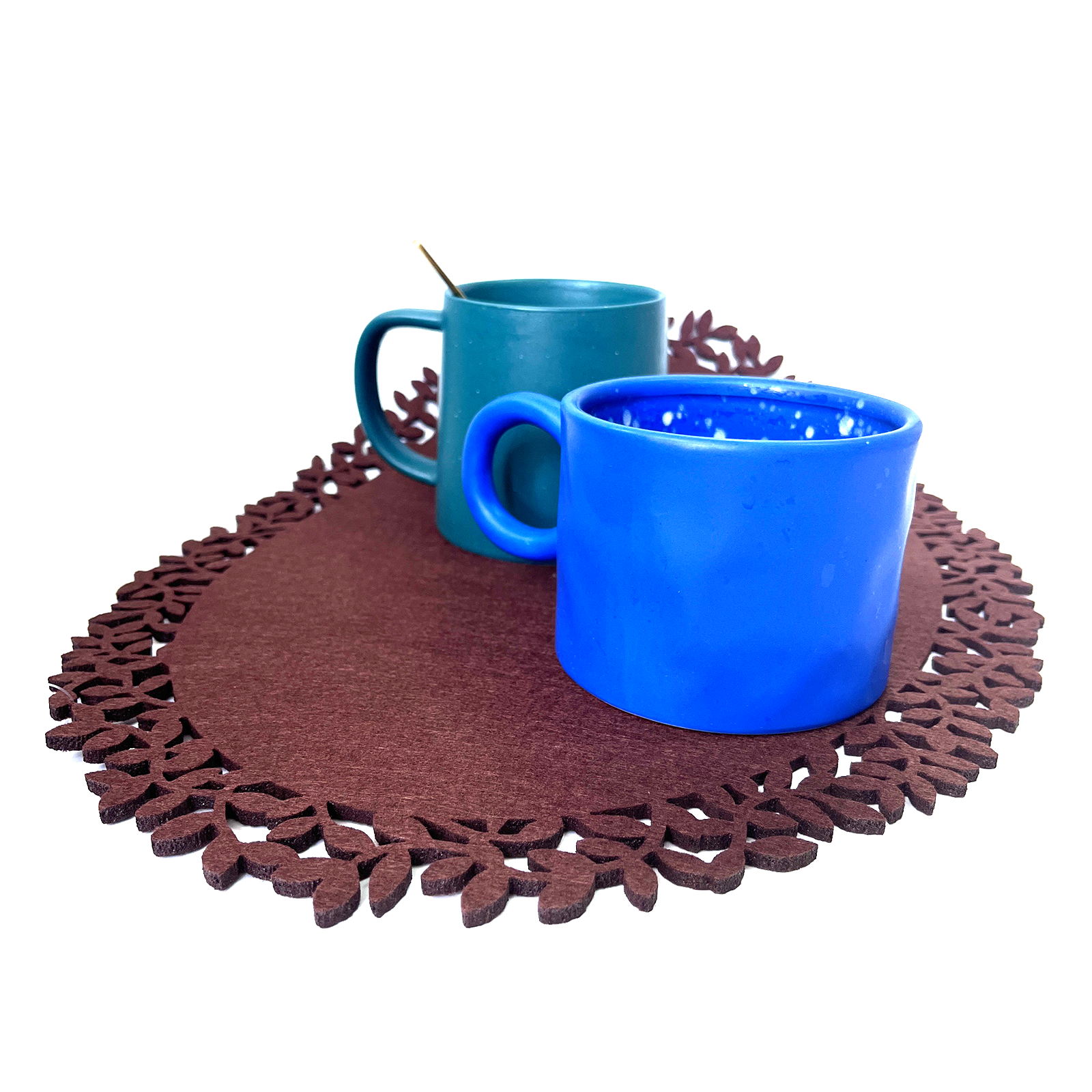 Outdoor Rugs: 4Pc Leaf Edge Felt Placemats Heat Insulation Coffee Cup Mat Table Decor At First