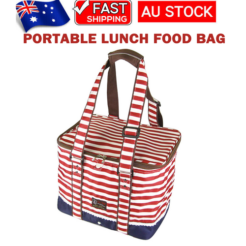 Packing Organisers: Red Insulated Picnic Bag Thermal Cooler Portable Lunch Food Tote Carry Storage Bag