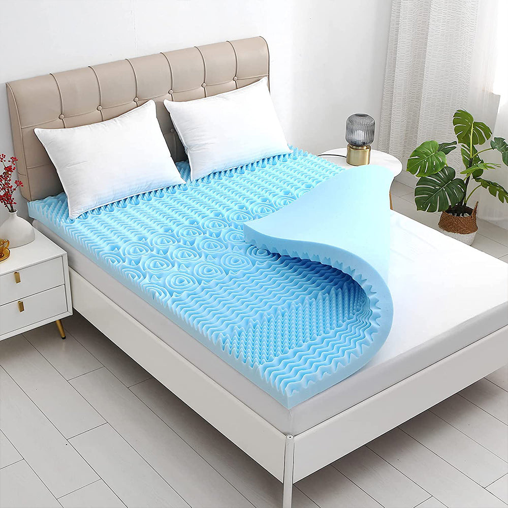 Mattress Toppers: 7 Zone Memory Foam Topper Mattress Toppers Cool Gel Pad Mat Medium Firm 8cm Thick 153cm x 203cm