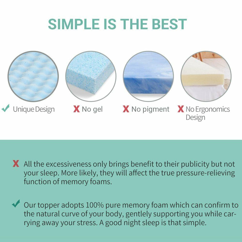 Mattress Toppers: 7 Zone Memory Foam Topper Mattress Toppers Cool Gel Pad Mat Medium Firm 8cm Thick 153cm x 203cm