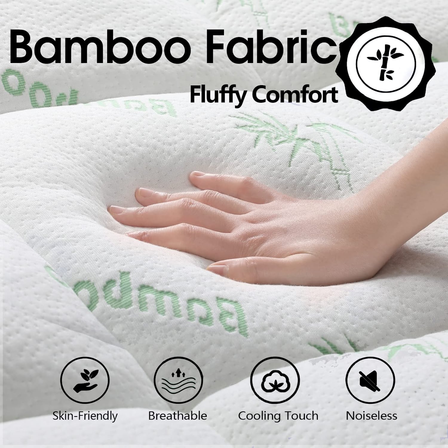Mattress Toppers: Bamboo Pillowtop Mattress Topper Luxury Bedding Mat Pad Protector Cover King Single 108 x 203 cm