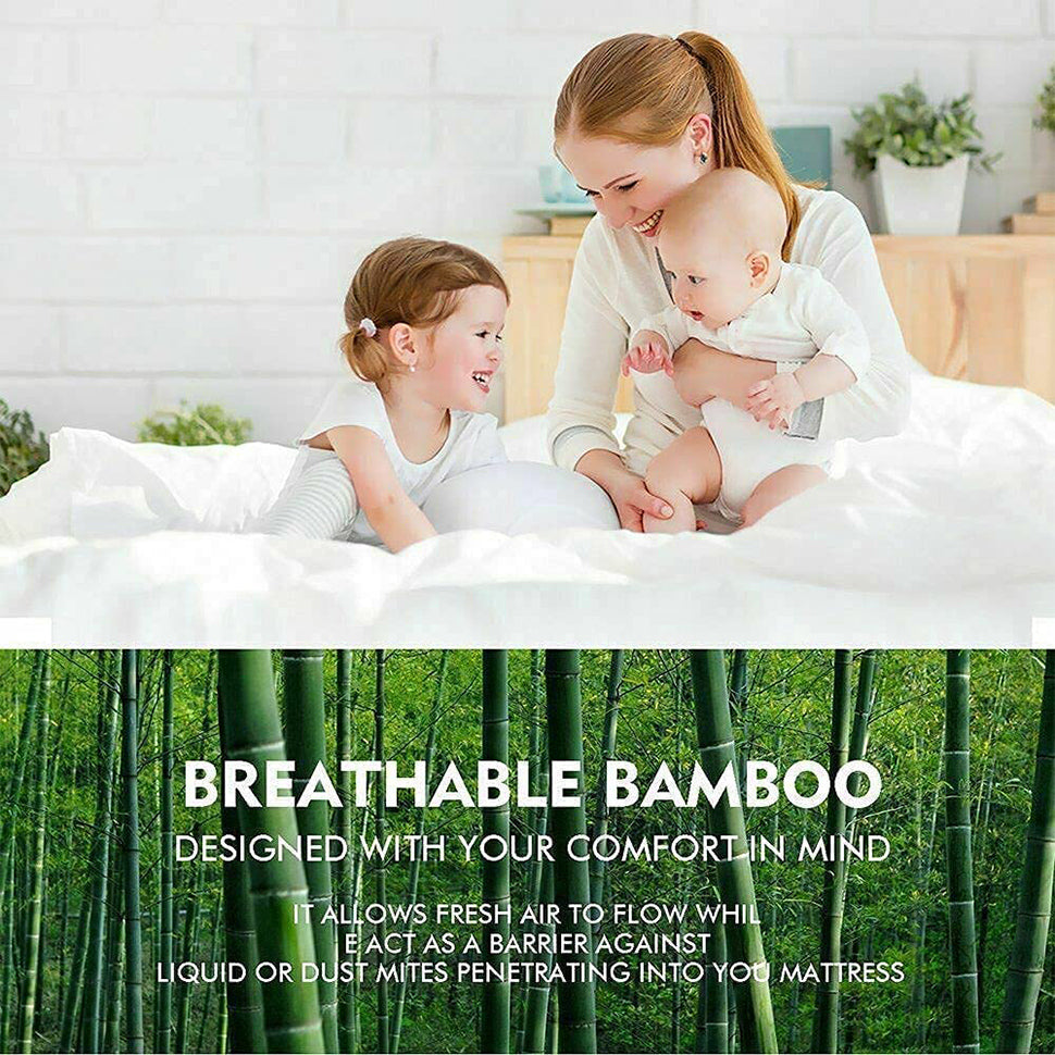 Mattress Toppers: Bamboo Pillowtop Mattress Topper Luxury Bedding Mat Pad Protector Cover King Single 108 x 203 cm