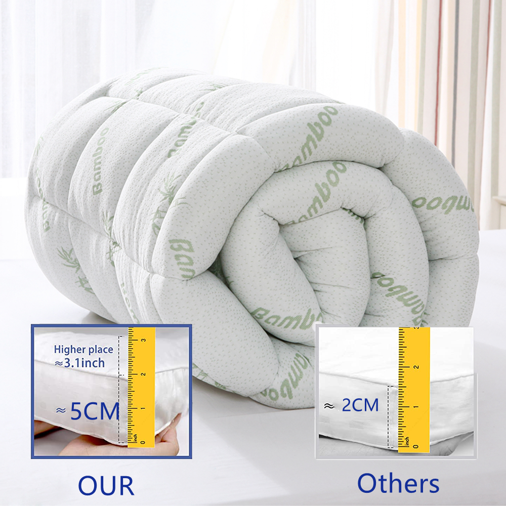 Mattress Toppers: Bamboo Pillowtop Mattress Topper Luxury Bedding Mat Pad Protector Cover King Single 108 x 203 cm