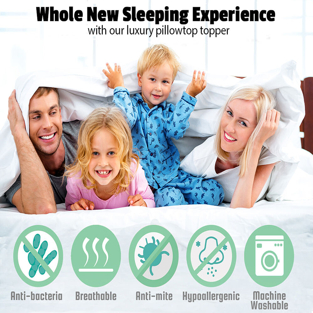 Mattress Toppers: Bamboo Pillowtop Mattress Topper Luxury Bedding Mat Pad Protector Cover King Single 108 x 203 cm