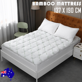 Mattress Toppers: Bamboo Pillowtop Mattress Topper Luxury Bedding Mat Pad Protector CoverDouble 137 x 190 cm