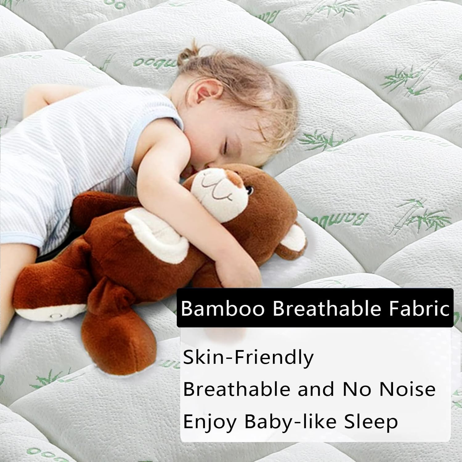 Mattress Toppers: Bamboo Pillowtop Mattress Topper Luxury Bedding Mat Pad Protector Cover King 183 x 203 cm