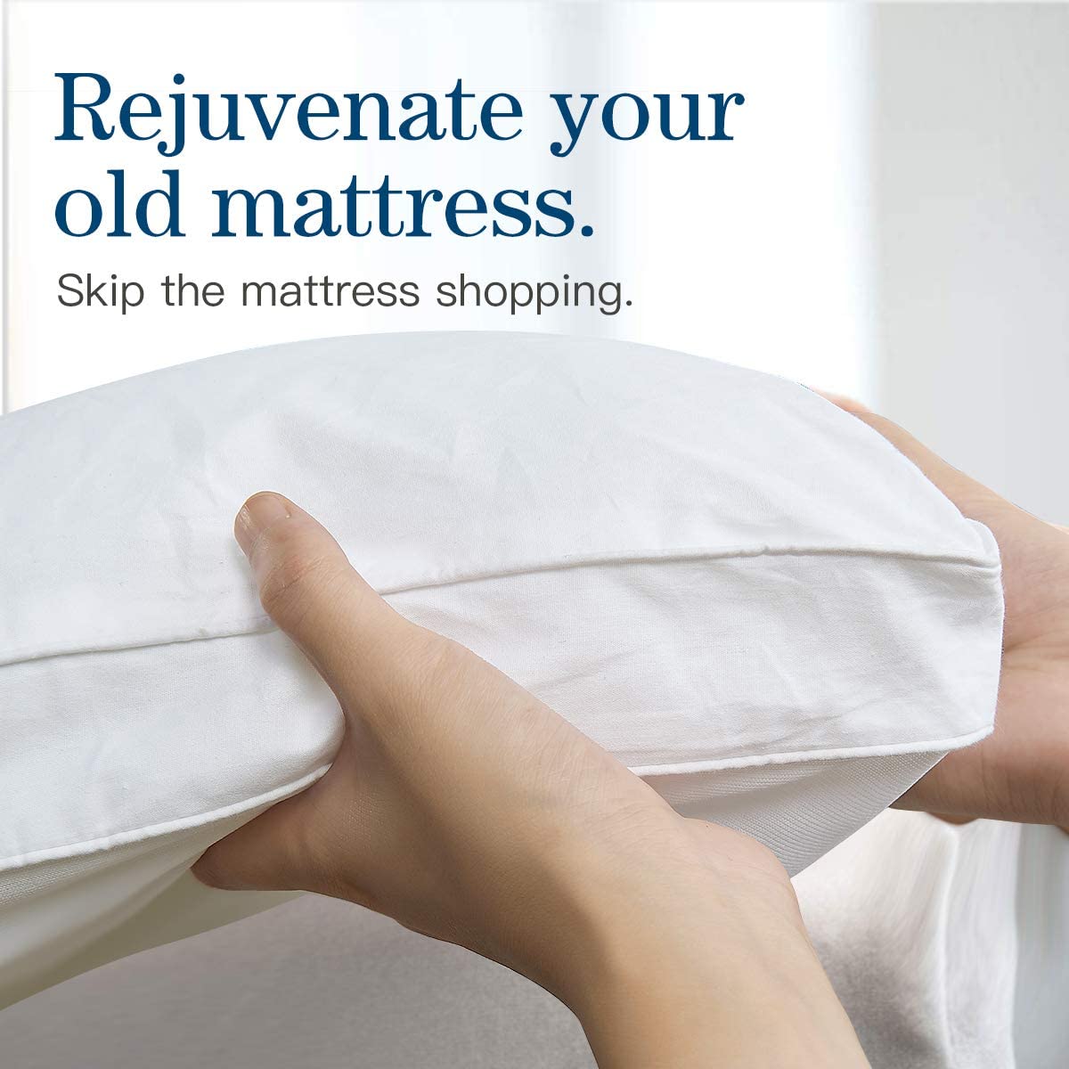 Mattress Toppers: Bamboo Pillowtop Mattress Topper Luxury Bedding Mat Pad Protector Cover Queen 153 x 203 cm