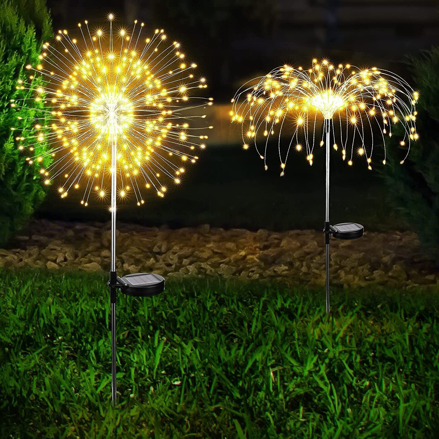 Outdoor Lights: Warm White Fireworks 120 LED Fairy String Lights Starburst Solar Xmas Garden Night Lamp Hot NEW
