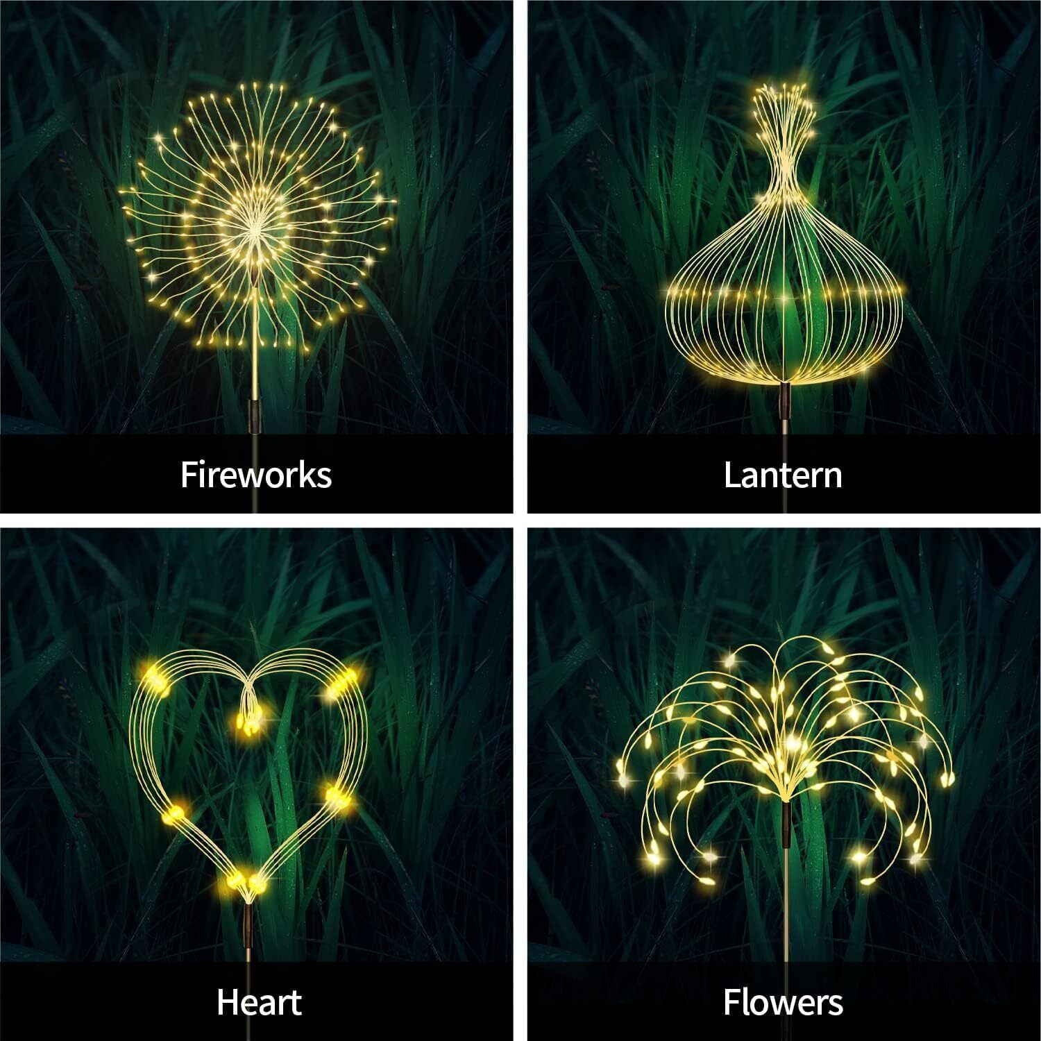 Outdoor Lights: Warm White Fireworks 120 LED Fairy String Lights Starburst Solar Xmas Garden Night Lamp Hot NEW