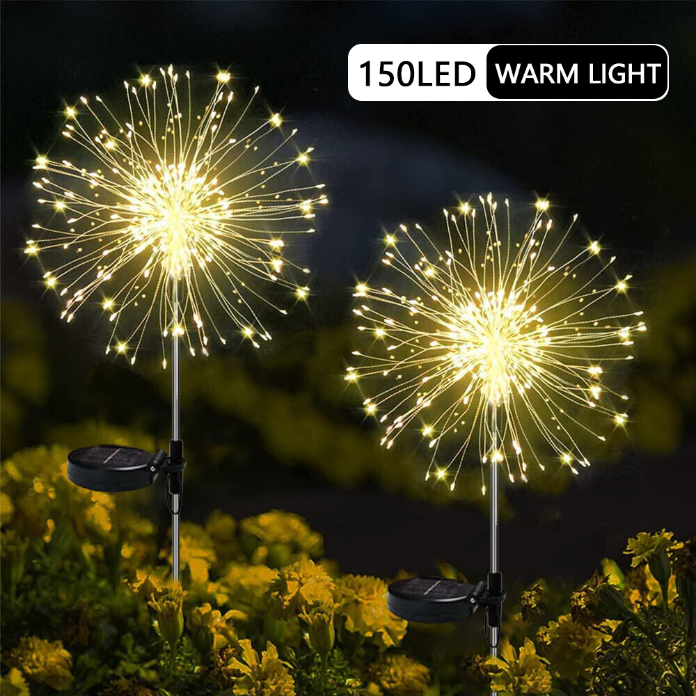 Outdoor Lights: Warm White Fireworks 120 LED Fairy String Lights Starburst Solar Xmas Garden Night Lamp Hot NEW