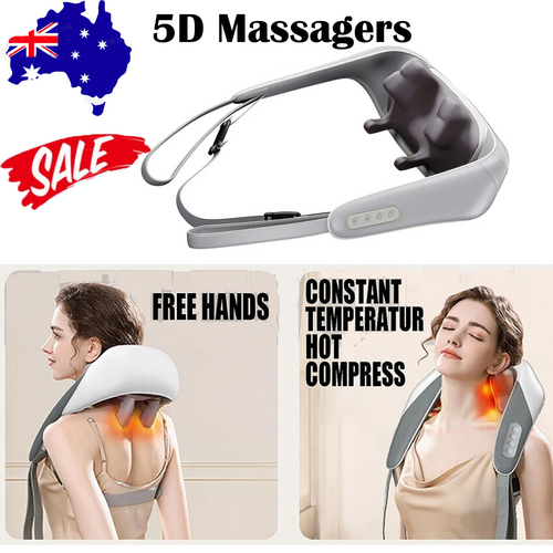 Massagers: 5D Massagers for Neck and Shoulder with Heat Goletsure Pain Relief Deep Kneading Grey