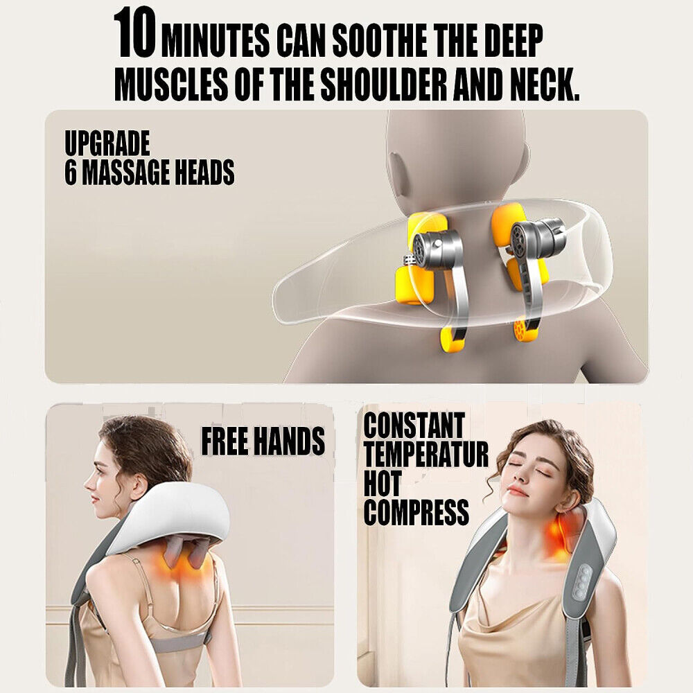 Massagers: 5D Massagers for Neck and Shoulder with Heat Goletsure Pain Relief Deep Kneading Grey