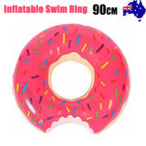 Pool Toys & Inflatables: Pink Inflatable Giant Donut Raft Swim Ring Float Swimming Pool Beach Lounge Pink Coff 90CM