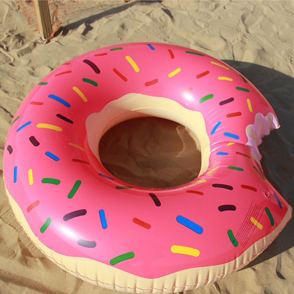 Pool Toys & Inflatables: Pink Inflatable Giant Donut Raft Swim Ring Float Swimming Pool Beach Lounge Pink Coff 90CM