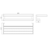 600mm 2 Layers Towel Shelf Storage Bath Stainless Steel Rack Rail Black