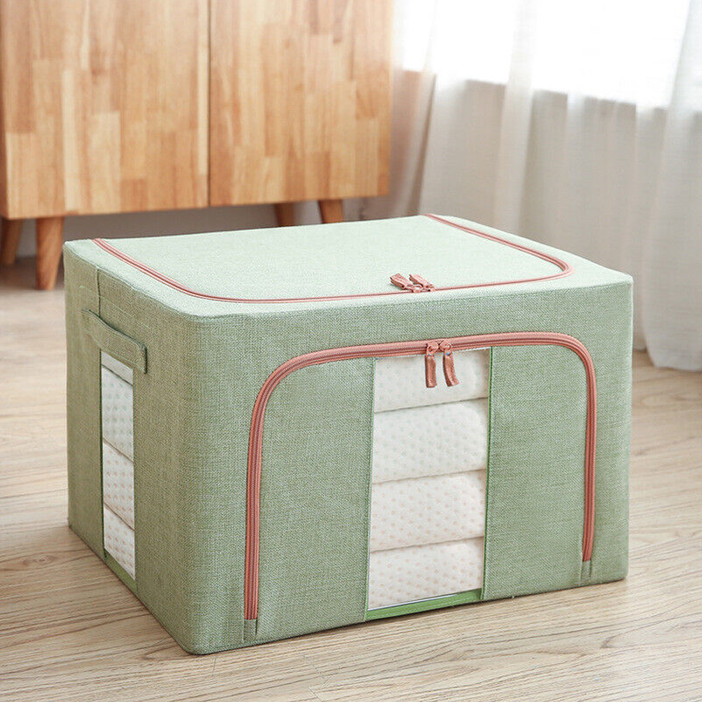 Foldable Bins: Foldable Storage Box Crushed Steel Frame Clothes Quilt Toys Organizer 24L