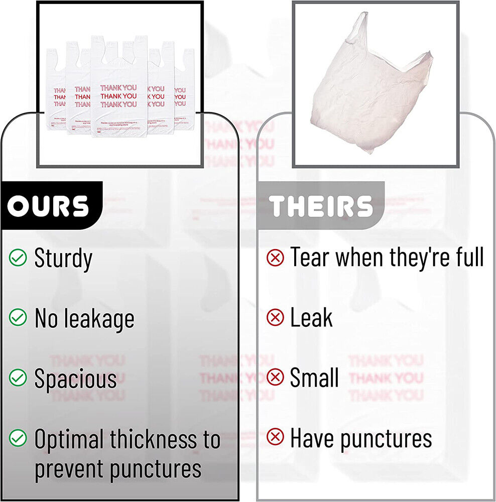 Gift Bags: 50X Plastic Shopping Bags - Reusable Recyclable Singlet Eco Grocery Carry Bag Medium