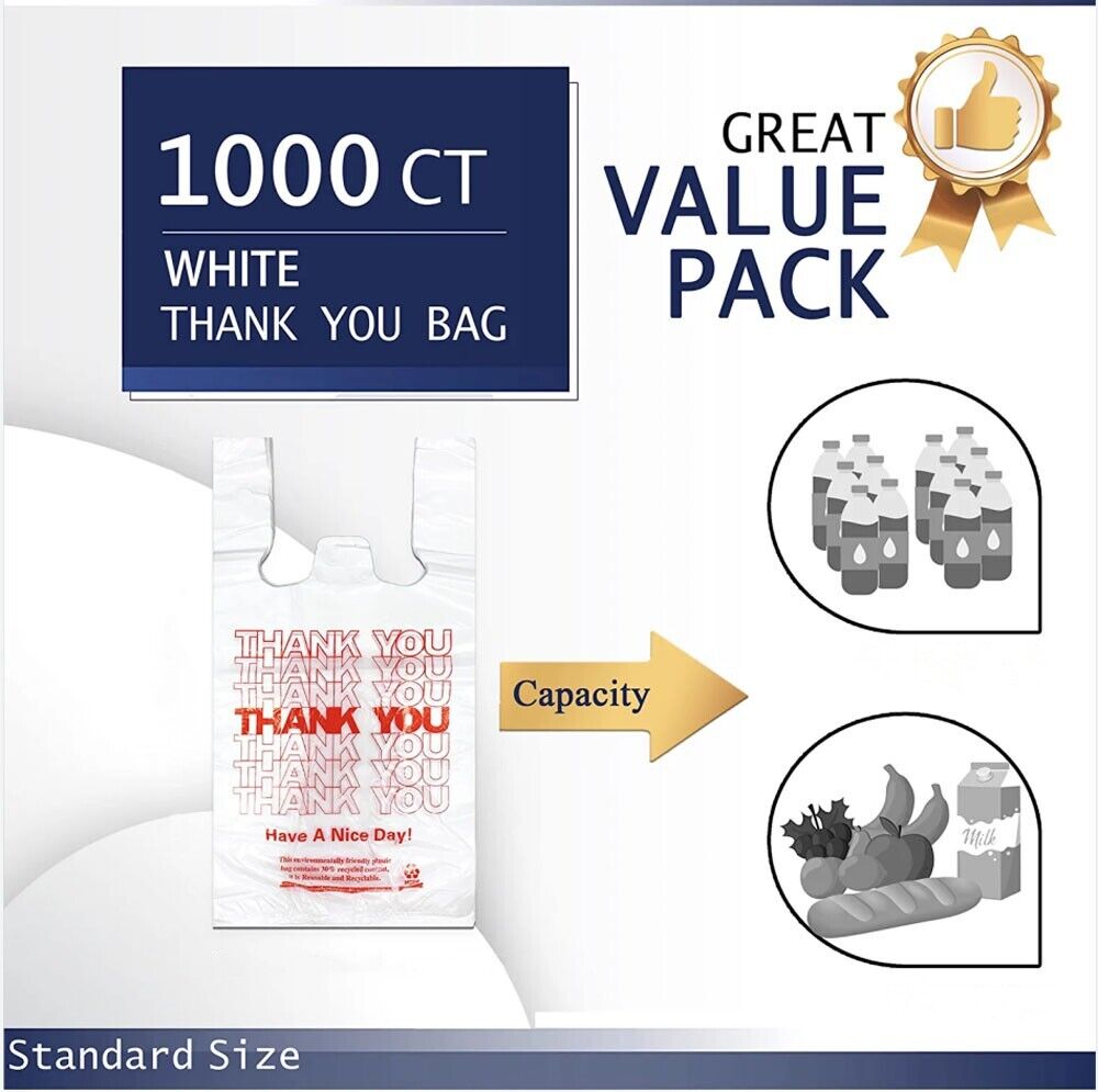 Gift Bags: 50X Plastic Shopping Bags - Reusable Recyclable Singlet Eco Grocery Carry Bag Small