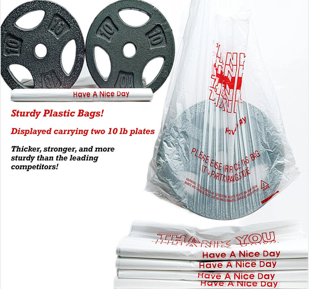 Gift Bags: 50X Plastic Shopping Bags - Reusable Recyclable Singlet Eco Grocery Carry Bag Super Large