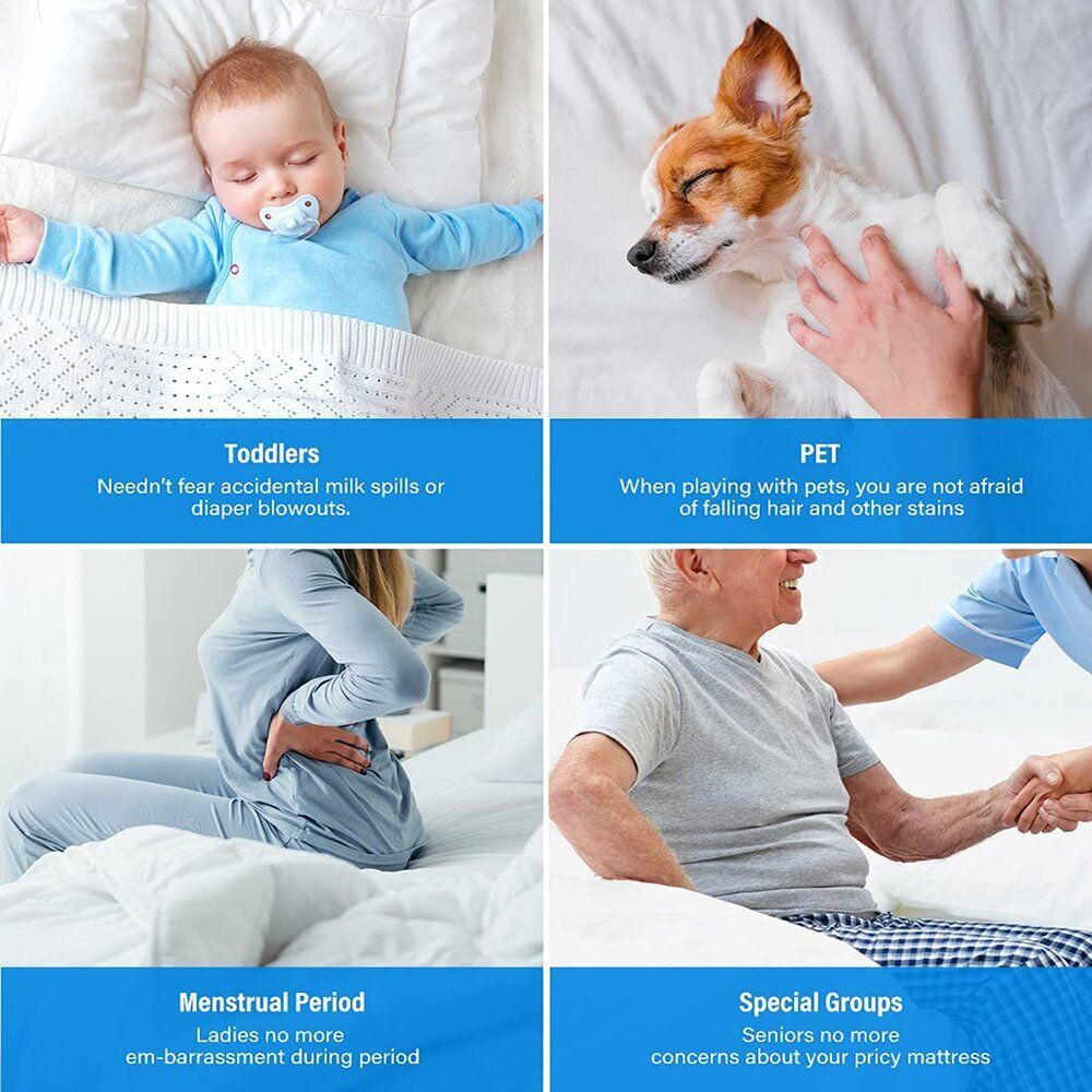 Mattress Toppers: Fully Fitted Waterproof Cotton / Non Woven Mattress Protector Cover Double