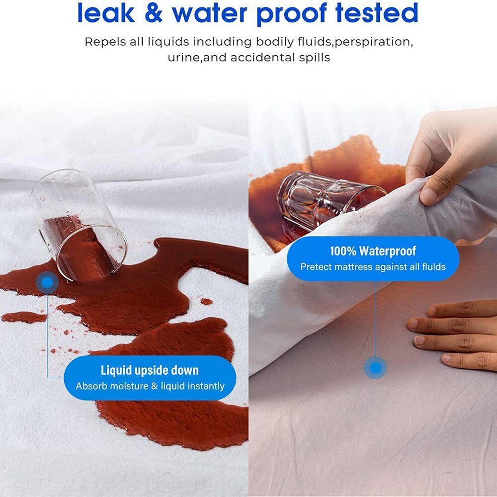 Mattress Toppers: Fully Fitted Waterproof Cotton / Non Woven Mattress Protector Cover Double