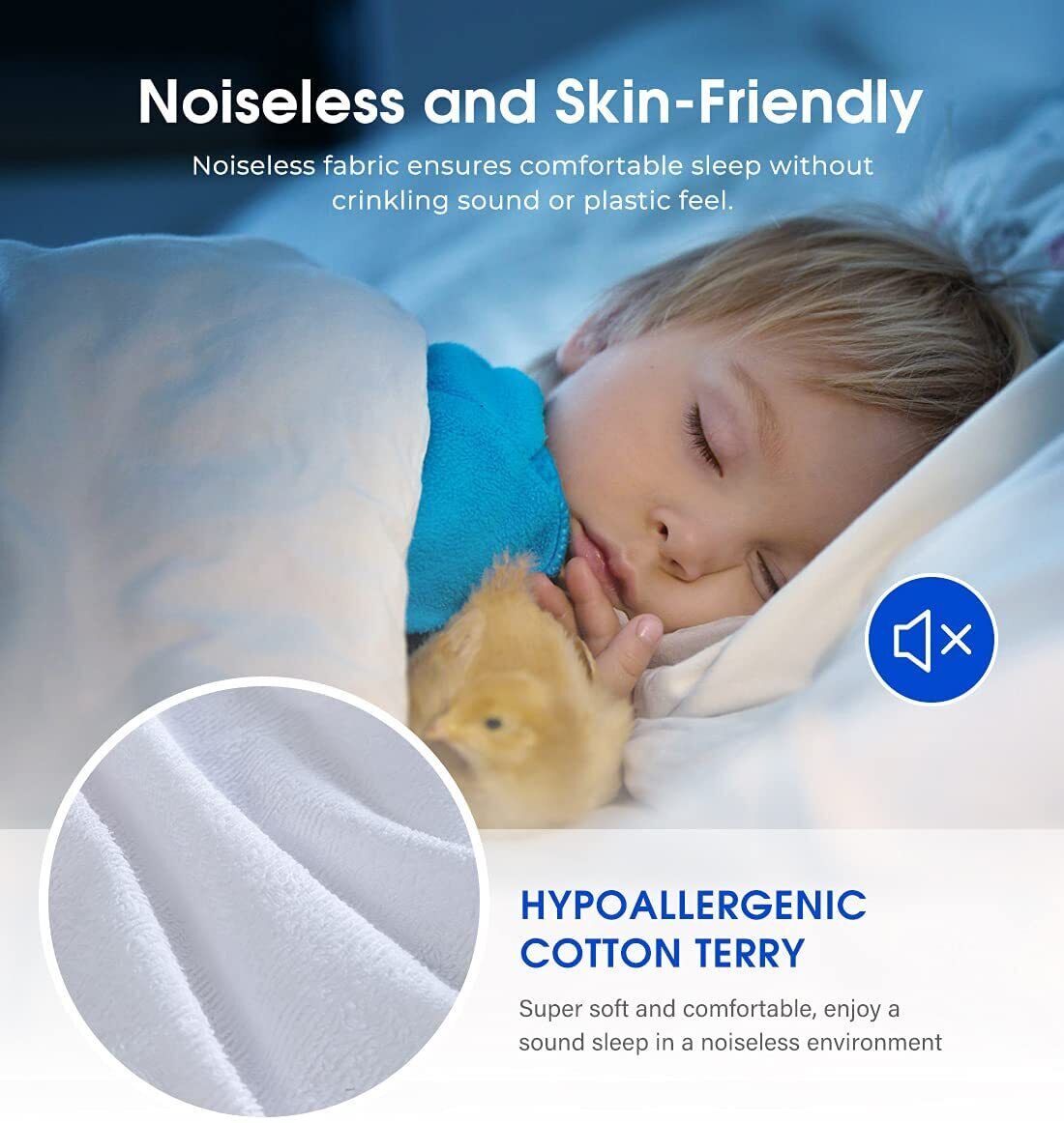 Mattress Toppers: 100% Terry Cotton Fitted Mattress Protector Waterproof King