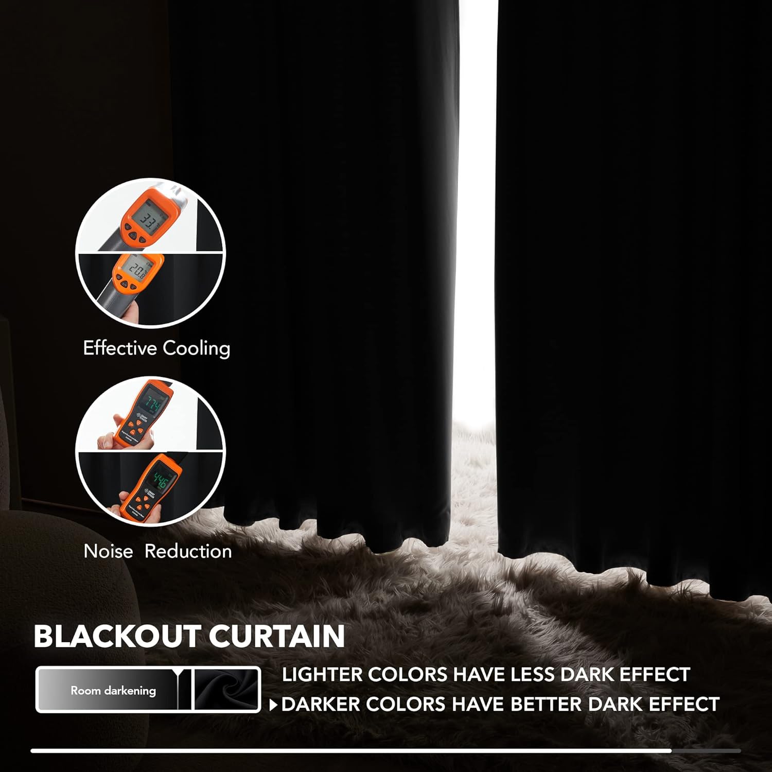 Curtains & Drapes: 2X Blockout Curtains 100% Blackout Window Curtain Draperies Pair Eyelet 3 Layers 132CM(W) x 114CM(D)