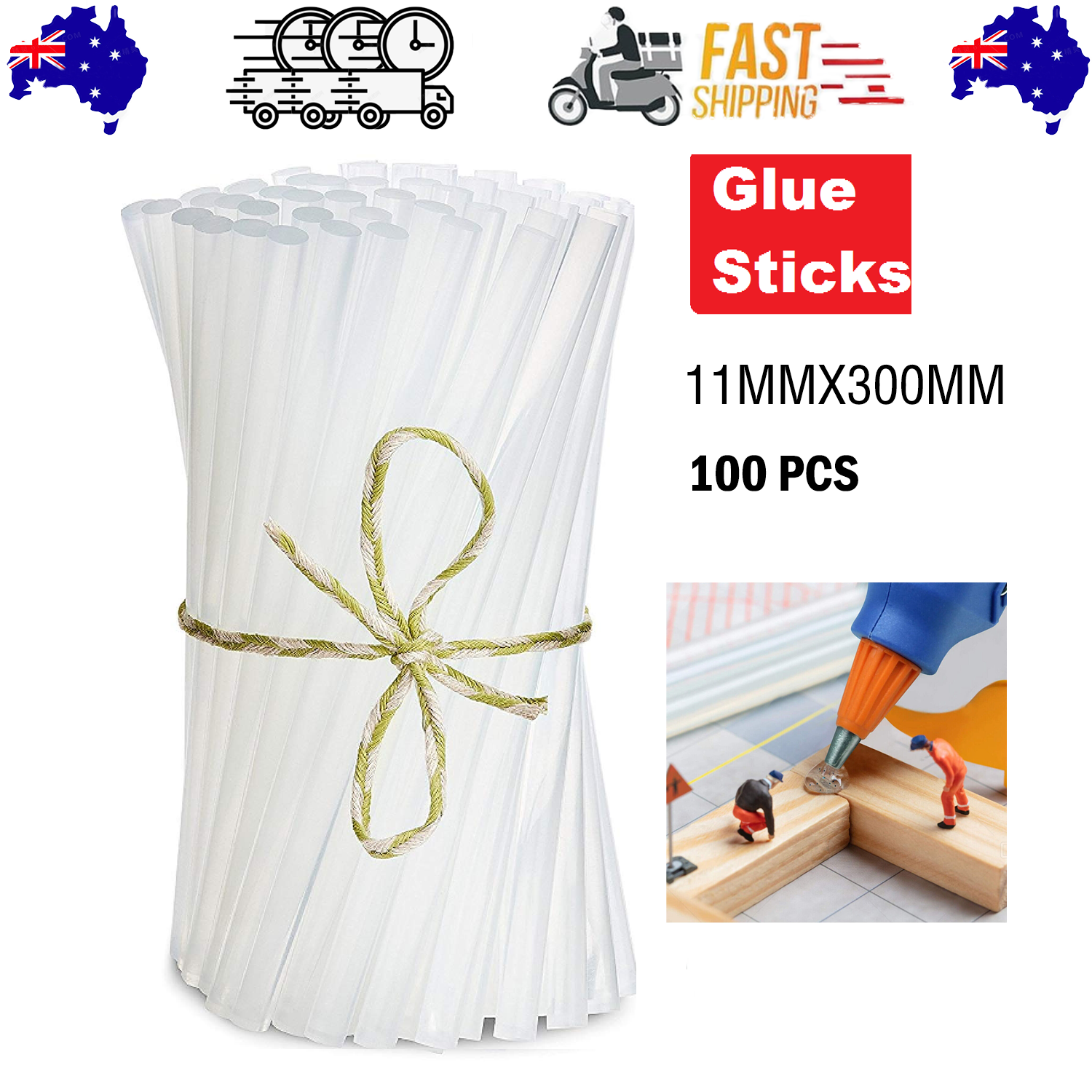 Caulking Tools: Glue Sticks Hot Clear Melt Glue Adhesive Sticks 100 pcs Stickes For Glue Gun 11mmx300mm