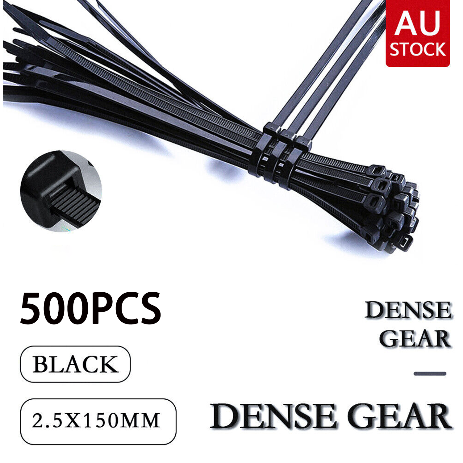 Packaging Tape: Cable Ties Zip Ties Nylon UV Stabilised 500pc Bulk Black Cable Tie 150mm x 2.5mm